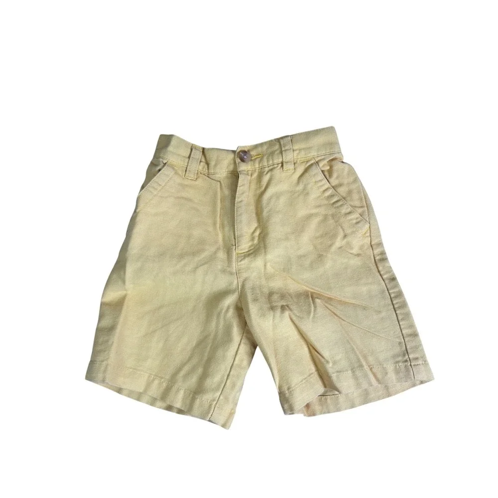The Children's Place Boys Yellow Linen Cotton Blend Shorts Size 4T Summer Casual